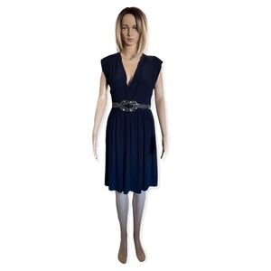 La Fee Maraboutee Navy Low Cut Dress NWT